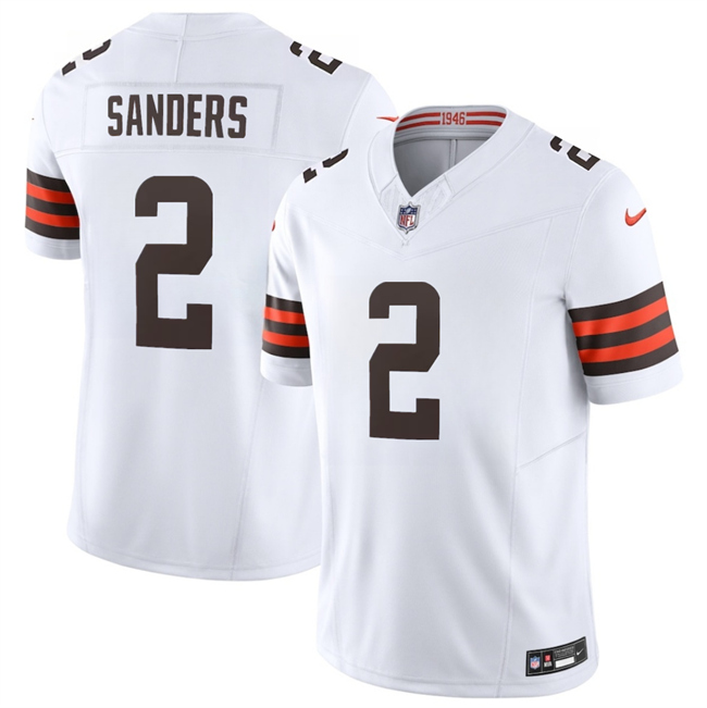 Men's Cleveland Browns #2 Shedeur Sanders White 2026 F.U.S.E. Vapor Limited Stitched Football Jersey